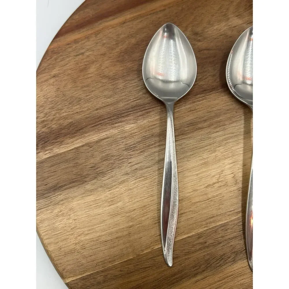 OneidaCraft Deluxe Textura Stainless Flatware Lot 2 Oval Spoons 1 Teaspoon MCM